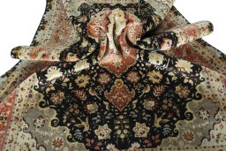 Surface texture of 2000s Tabriz 50/60/70 Raj rug with natural Cork and intricate pattern