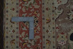 Backside of handmade 2000s Tabriz 50/60/70 Raj rug showing knot structure and weave density