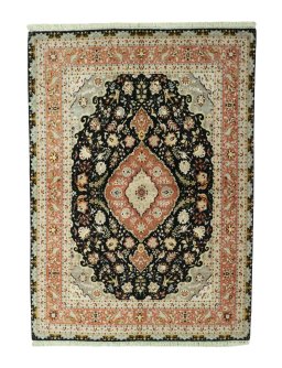 Full view of 2000s Tabriz 50/60/70 Raj rug from Iran / Persia, 208 × 150 cm in Gray tones