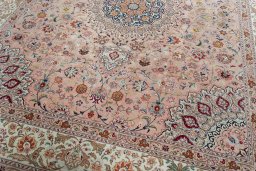 Close-up detail of 2000s Tabriz 50/60/70 Raj rug from Iran / Persia showing Cork weave