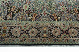 Full view of New Tabriz 50/60/70 Raj rug from Iran / Persia, 308 × 207 cm in Blue tones