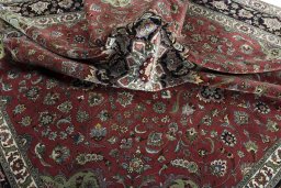 Surface texture of 2000s Tabriz 50/60/70 Raj rug with natural Cork and intricate pattern