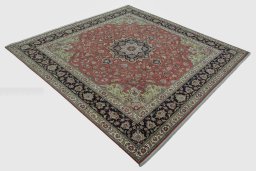 Close-up detail of 2000s Tabriz 50/60/70 Raj rug from Iran / Persia showing Cork weave