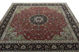 Surface texture of 2000s Tabriz 50/60/70 Raj rug with natural Cork and intricate pattern
