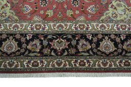 Full view of 2000s Tabriz 50/60/70 Raj rug from Iran / Persia, 294 × 300 cm in Red tones
