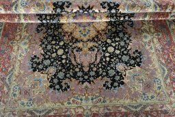 Close-up detail of 2000s Tabriz 50/60/70 Raj rug from Iran / Persia showing Cork weave
