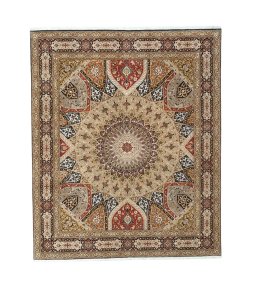 Full view of New Tabriz 50/60/70 Raj rug from Iran / Persia, 306 × 256 cm in Multi Color tones