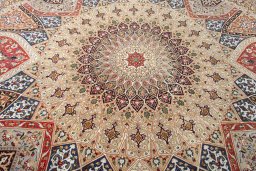Central medallion detail of New Tabriz 50/60/70 Raj rug from Iran / Persia