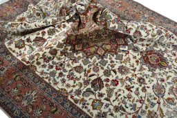 Surface texture of New Tabriz 50/60/70 Raj rug with natural Cork and intricate pattern