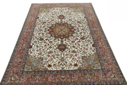 Surface texture of New Tabriz 50/60/70 Raj rug with natural Cork and intricate pattern