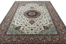Surface texture of New Tabriz 50/60/70 Raj rug with natural Cork and intricate pattern
