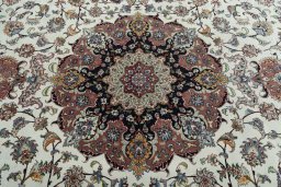 Central medallion detail of New Tabriz 50/60/70 Raj rug from Iran / Persia