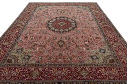 Surface texture of New Tabriz 50/60/70 Raj rug with natural Cork and intricate pattern