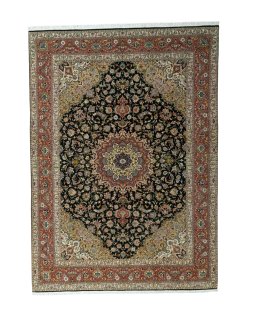 Full view of New Tabriz 50/60/70 Raj rug from Iran / Persia, 349 × 250 cm in Blue tones