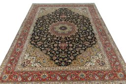 Surface texture of New Tabriz 50/60/70 Raj rug with natural Cork and intricate pattern