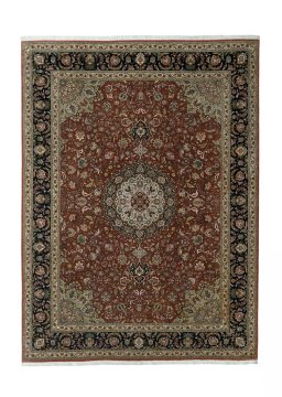 Full view of 2000s Tabriz 50/60/70 Raj rug from Iran / Persia, 343 × 255 cm in Red tones