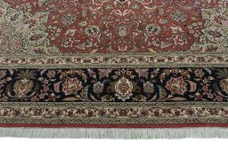 Full view of 2000s Tabriz 50/60/70 Raj rug from Iran / Persia, 343 × 255 cm in Red tones