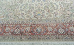Full view of 2000s Tabriz 50/60/70 Raj rug from Iran / Persia, 352 × 250 cm in Beige tones