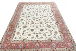 Surface texture of New Tabriz 50/60/70 Raj rug with natural Cork and intricate pattern