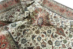 Surface texture of New Tabriz 50/60/70 Raj rug with natural Cork and intricate pattern