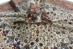 Surface texture of New Tabriz 50/60/70 Raj rug with natural Cork and intricate pattern