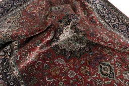 Surface texture of New Tabriz 50/60/70 Raj rug with natural Cork and intricate pattern