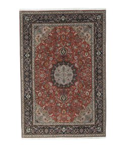 Full view of New Tabriz 50/60/70 Raj rug from Iran / Persia, 303 × 205 cm in Red tones
