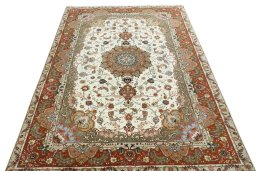 Surface texture of New Tabriz 50/60/70 Raj rug with natural Cork and intricate pattern