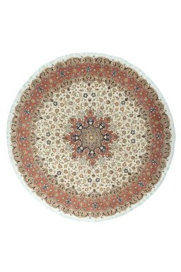 Full view of 2000s Tabriz 50/60/70 Raj rug from Iran / Persia, 298 × 294 cm in Beige tones