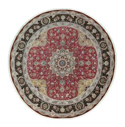 Full view of New Tabriz 50/60/70 Raj rug from Iran / Persia, 308 × 296 cm in Red tones