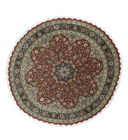 Full view of New Tabriz 50/60/70 Raj rug from Iran / Persia, 205 × 218 cm in Red tones