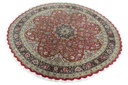 Corner detail of New Tabriz 50/60/70 Raj rug showing border pattern and Cork pile