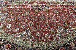 Full view of New Tabriz 50/60/70 Raj rug from Iran / Persia, 205 × 218 cm in Red tones