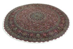 Corner detail of New Tabriz 50/60/70 Raj rug showing border pattern and Cork pile