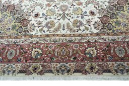 Full view of 2000s Tabriz 50/60/70 Raj rug from Iran / Persia, 345 × 250 cm in Beige tones
