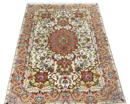 Surface texture of New Tabriz 50/60/70 Raj rug with natural Cork and intricate pattern