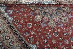 Close-up detail of 2000s Tabriz 50/60/70 Raj rug from Iran / Persia showing Cork weave