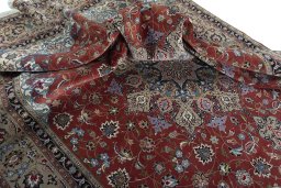 Surface texture of 2000s Tabriz 50/60/70 Raj rug with natural Cork and intricate pattern