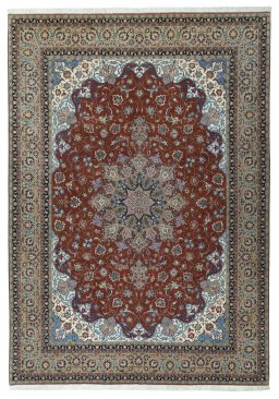 Full view of 2000s Tabriz 50/60/70 Raj rug from Iran / Persia, 354 × 251 cm in Red tones