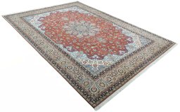 Close-up detail of 2000s Tabriz 50/60/70 Raj rug from Iran / Persia showing Cork weave