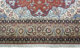 Full view of 2000s Tabriz 50/60/70 Raj rug from Iran / Persia, 354 × 251 cm in Red tones