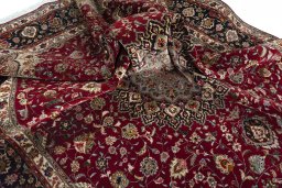 Surface texture of 2000s Tabriz 50/60/70 Raj rug with natural Cork and intricate pattern