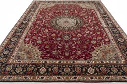 Surface texture of 2000s Tabriz 50/60/70 Raj rug with natural Cork and intricate pattern
