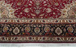 Full view of 2000s Tabriz 50/60/70 Raj rug from Iran / Persia, 341 × 255 cm in Red tones