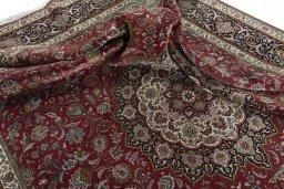 Surface texture of 2000s Tabriz 50/60/70 Raj rug with natural Cork and intricate pattern