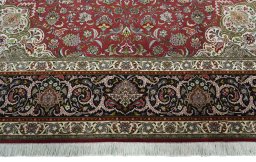 Full view of 2000s Tabriz 50/60/70 Raj rug from Iran / Persia, 390 × 300 cm in Red tones