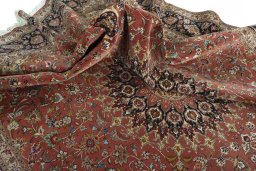 Surface texture of 2000s Tabriz 50/60/70 Raj rug with natural Cork and intricate pattern