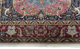 Full view of 2000s Tabriz 50/60/70 Raj rug from Iran / Persia, 270 × 175 cm in Red tones