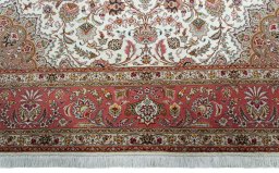 Full view of 2000s Tabriz 50/60/70 Raj rug from Iran / Persia, 352 × 248 cm in Beige tones
