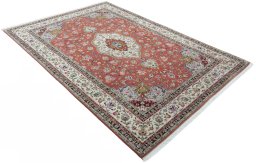 Close-up detail of 2000s Tabriz 50/60/70 Raj rug from Iran / Persia showing Cork weave
